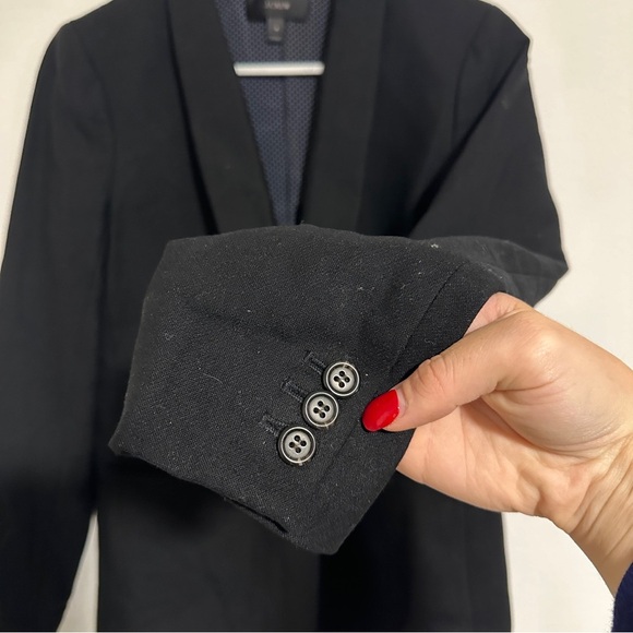 J. Crew Parke Blazer Black Stretch-Wool Shawl Collar Single Breasted Size 4 - Picture 8 of 11